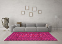 Machine Washable Persian Pink Traditional Rug, wshtr2691pnk