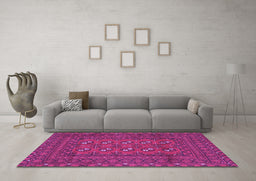 Machine Washable Persian Purple Traditional Area Rugs in a Living Room, wshtr2691pur