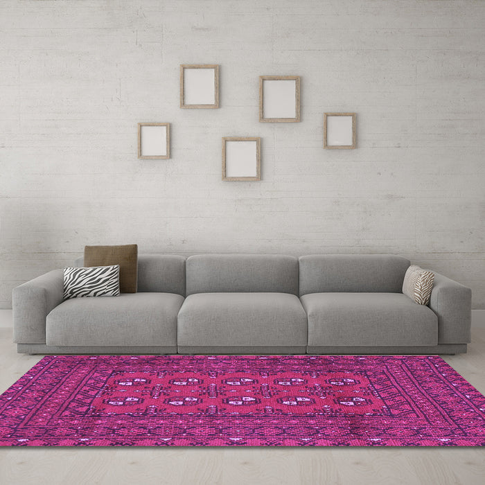 Machine Washable Persian Purple Traditional Area Rugs in a Living Room, wshtr2691pur