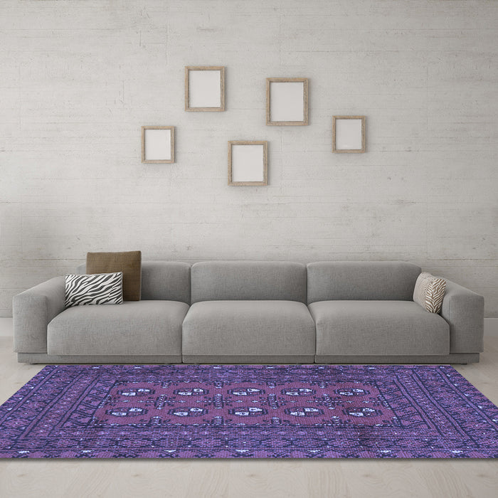 Machine Washable Persian Blue Traditional Rug in a Living Room, wshtr2691blu