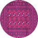 Round Machine Washable Persian Purple Traditional Area Rugs, wshtr2691pur