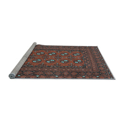 Sideview of Machine Washable Persian Light Blue Traditional Rug, wshtr2691lblu