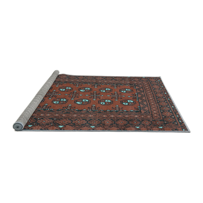 Sideview of Machine Washable Persian Light Blue Traditional Rug, wshtr2691lblu