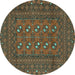 Round Persian Turquoise Traditional Rug, tr2691turq
