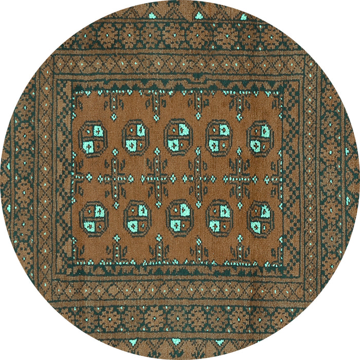 Round Machine Washable Persian Turquoise Traditional Area Rugs, wshtr2691turq
