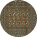 Round Machine Washable Persian Turquoise Traditional Area Rugs, wshtr2691turq