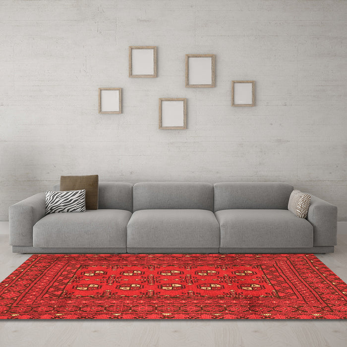 Machine Washable Persian Orange Traditional Area Rugs in a Living Room, wshtr2691org