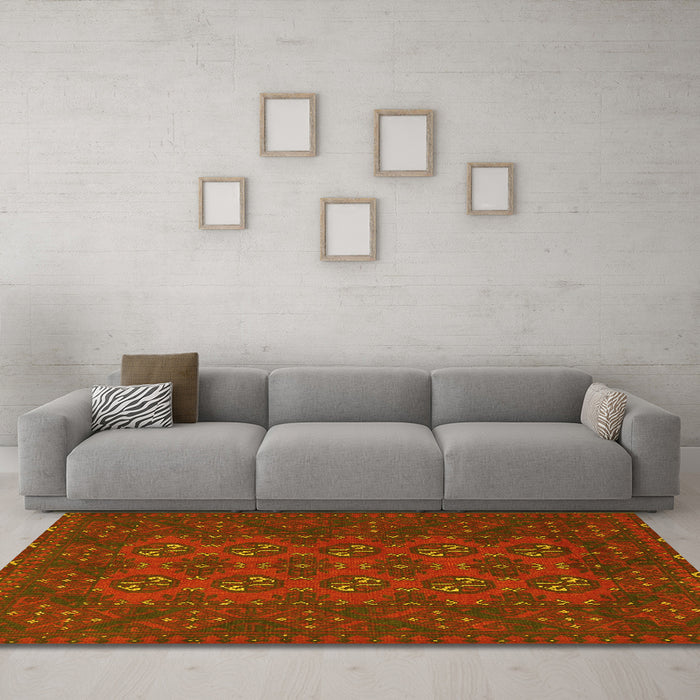 Machine Washable Persian Yellow Traditional Rug in a Living Room, wshtr2692yw
