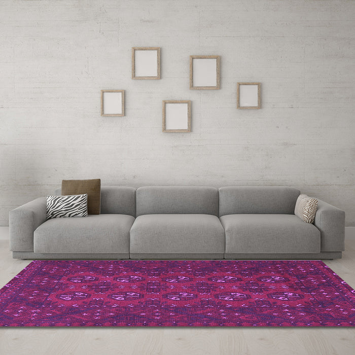 Machine Washable Persian Purple Traditional Area Rugs in a Living Room, wshtr2692pur
