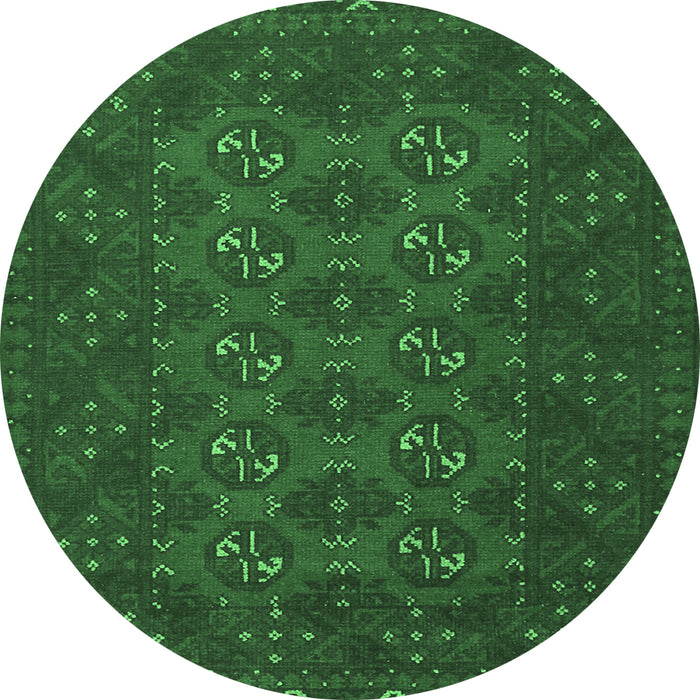 Round Persian Emerald Green Traditional Rug, tr2692emgrn