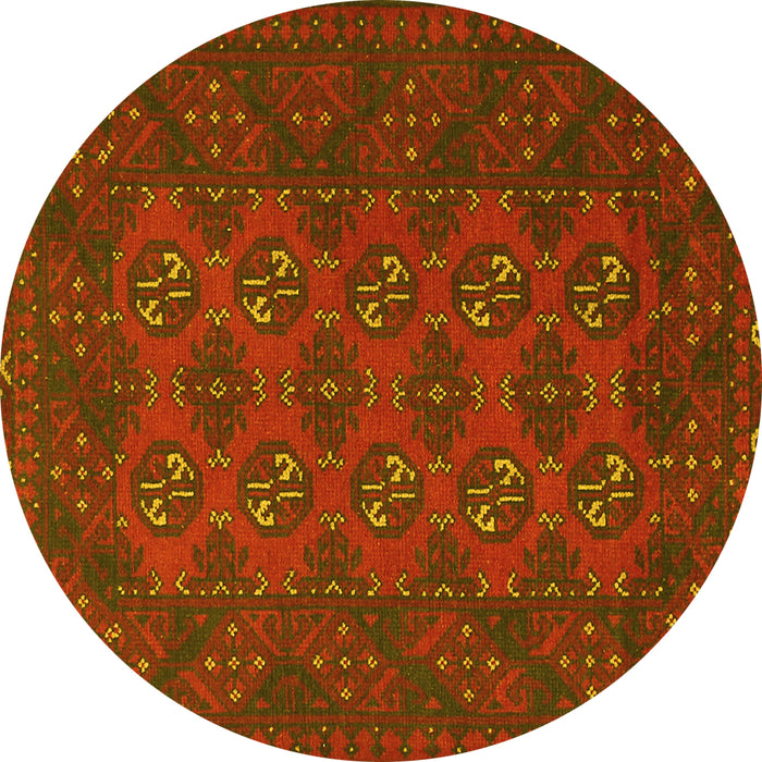 Round Persian Yellow Traditional Rug, tr2692yw