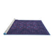 Sideview of Machine Washable Persian Blue Traditional Rug, wshtr2692blu