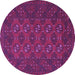 Round Machine Washable Persian Purple Traditional Area Rugs, wshtr2692pur