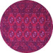 Round Machine Washable Persian Pink Traditional Rug, wshtr2692pnk