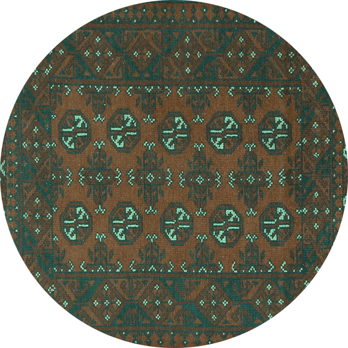 Round Persian Turquoise Traditional Rug, tr2692turq