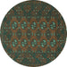 Round Persian Turquoise Traditional Rug, tr2692turq