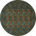 Round Machine Washable Persian Turquoise Traditional Area Rugs, wshtr2692turq