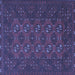 Square Machine Washable Persian Blue Traditional Rug, wshtr2692blu