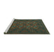 Sideview of Machine Washable Persian Turquoise Traditional Area Rugs, wshtr2692turq