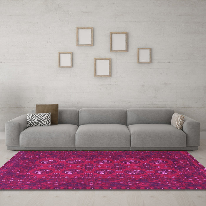 Machine Washable Persian Pink Traditional Rug in a Living Room, wshtr2692pnk