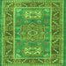 Serging Thickness of Geometric Green Traditional Rug, tr2693grn