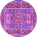 Round Geometric Purple Traditional Rug, tr2693pur