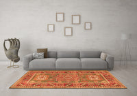 Machine Washable Geometric Orange Traditional Rug, wshtr2693org