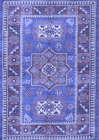 Geometric Blue Traditional Rug, tr2693blu