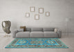 Machine Washable Geometric Light Blue Traditional Rug in a Living Room, wshtr2693lblu