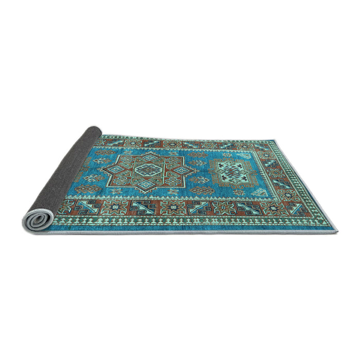 Sideview of Geometric Light Blue Traditional Rug, tr2693lblu