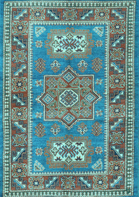 Geometric Light Blue Traditional Rug, tr2693lblu