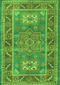 Geometric Green Traditional Rug, tr2693grn