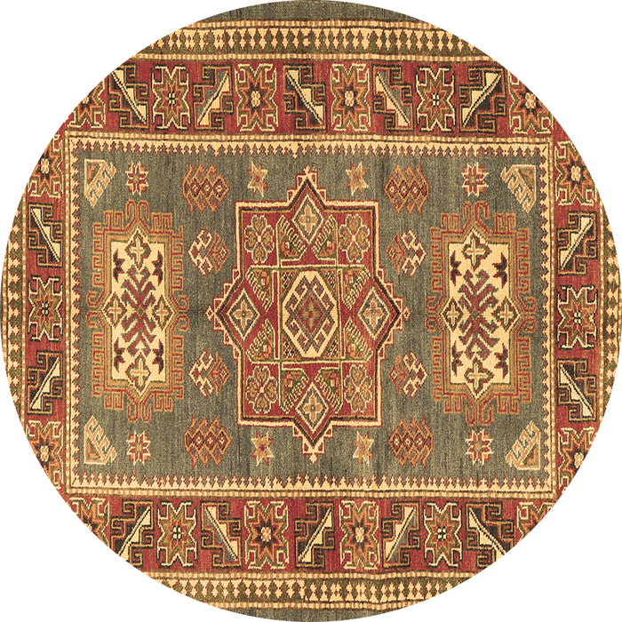 Round Machine Washable Geometric Brown Traditional Rug, wshtr2693brn