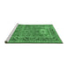 Sideview of Machine Washable Geometric Emerald Green Traditional Area Rugs, wshtr2693emgrn