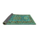 Sideview of Geometric Turquoise Traditional Rug, tr2693turq