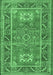 Machine Washable Geometric Emerald Green Traditional Area Rugs, wshtr2693emgrn