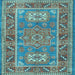 Square Geometric Light Blue Traditional Rug, tr2693lblu