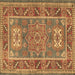 Square Geometric Brown Traditional Rug, tr2693brn