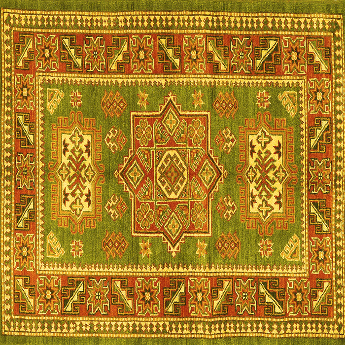 Square Geometric Yellow Traditional Rug, tr2693yw