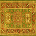 Square Geometric Yellow Traditional Rug, tr2693yw