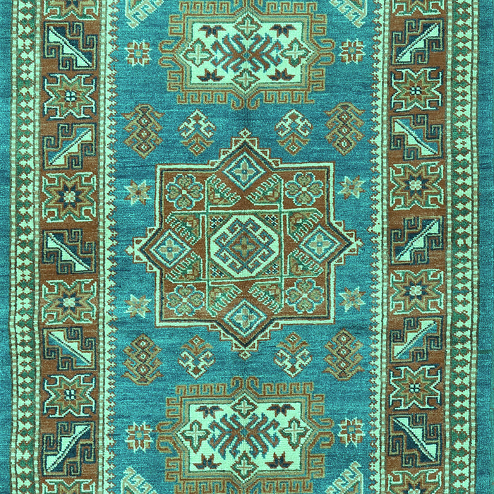 Geometric Turquoise Traditional Rug, tr2693turq