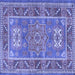 Square Geometric Blue Traditional Rug, tr2693blu