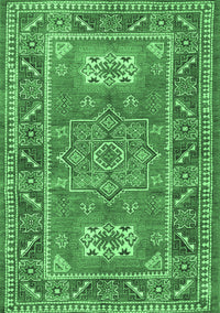 Geometric Emerald Green Traditional Rug, tr2693emgrn