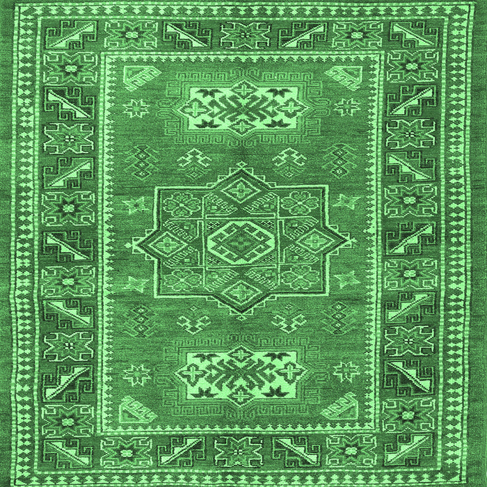 Square Machine Washable Geometric Emerald Green Traditional Area Rugs, wshtr2693emgrn
