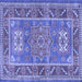 Square Machine Washable Geometric Blue Traditional Rug, wshtr2693blu