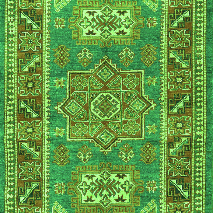 Serging Thickness of Machine Washable Geometric Green Traditional Area Rugs, wshtr2693grn