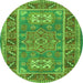 Square Geometric Green Traditional Rug, tr2693grn