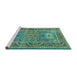 Sideview of Machine Washable Geometric Turquoise Traditional Area Rugs, wshtr2693turq