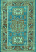 Machine Washable Geometric Turquoise Traditional Area Rugs, wshtr2693turq