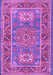 Machine Washable Geometric Purple Traditional Area Rugs, wshtr2693pur